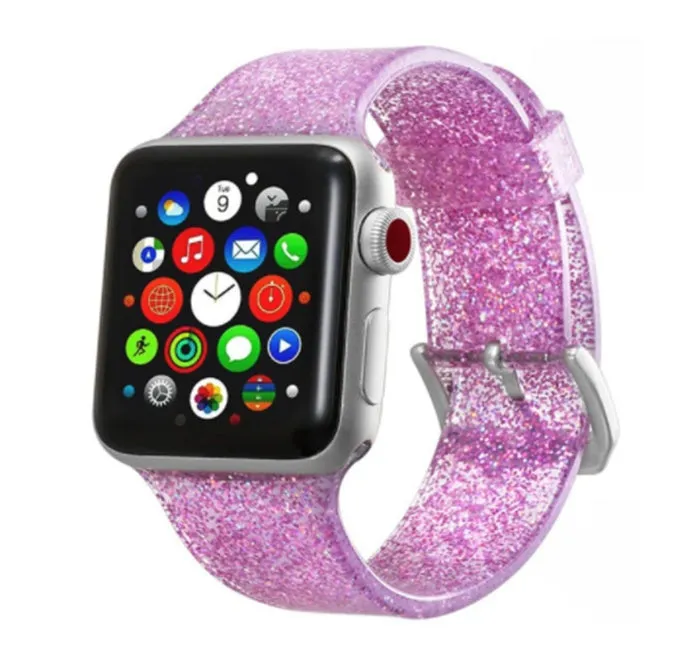 Silicone watch strap replacement for Apple Watch 38mm 40mm 42mm 44mm in black