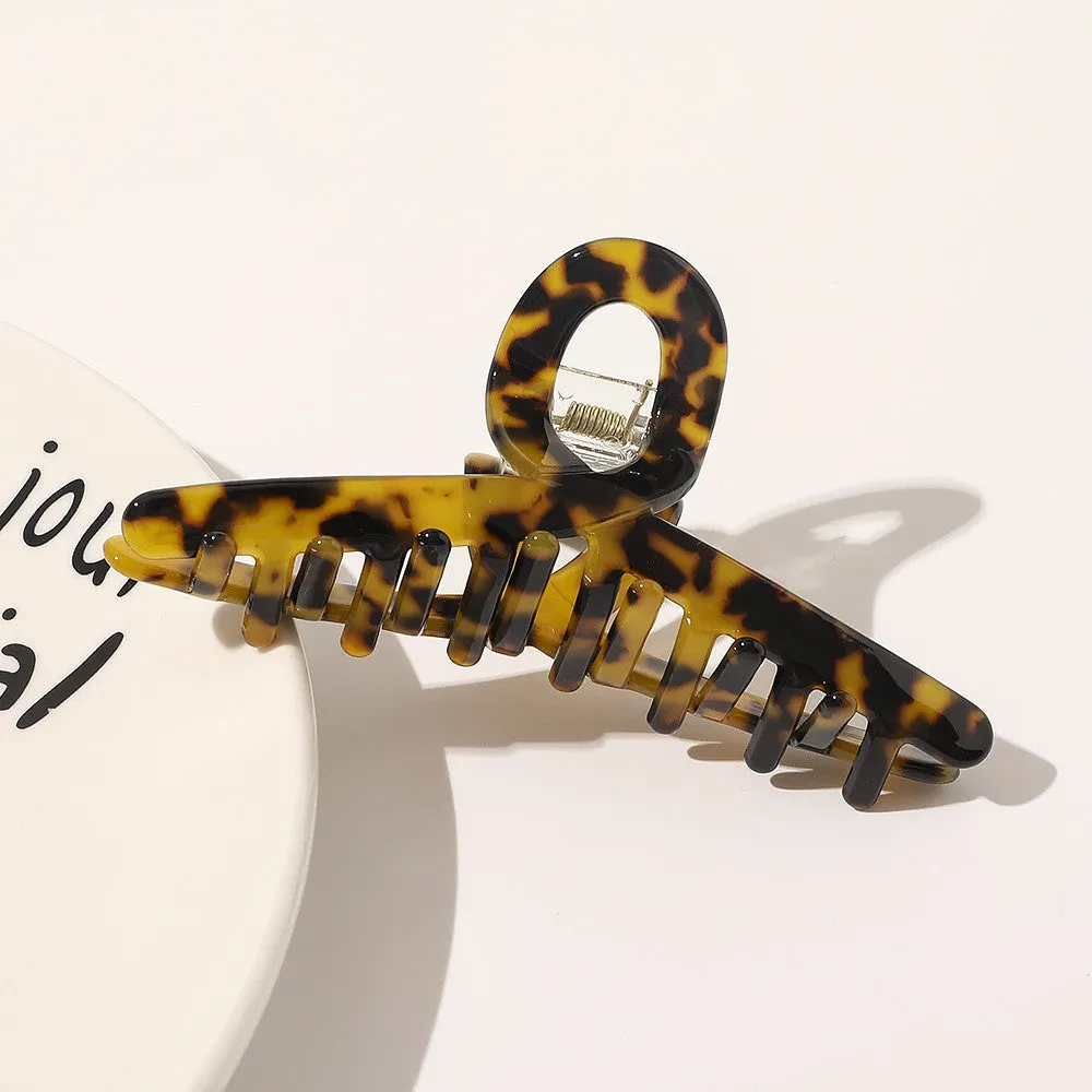 Acetate hair clip Korean style simple small top clip for women, leopard pattern dark coffee colour