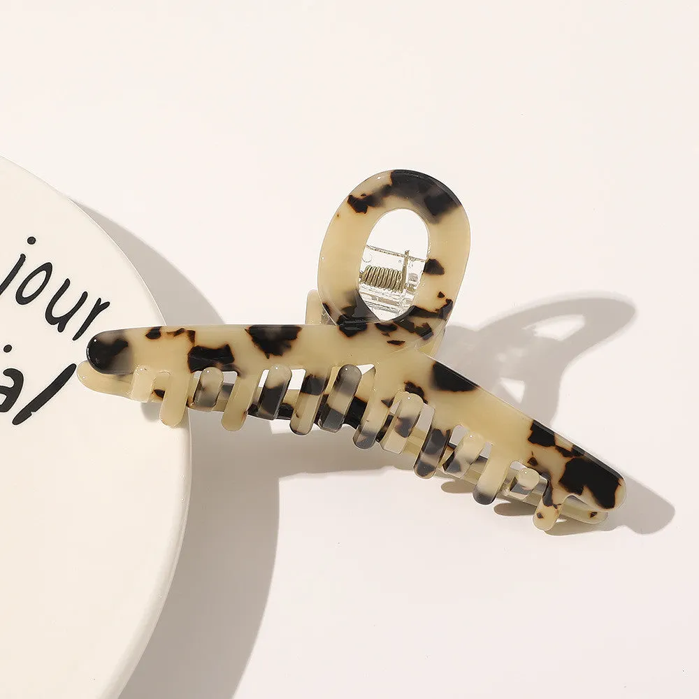 Acetate hair clip Korean style simple small top clip for women, leopard pattern dark coffee colour