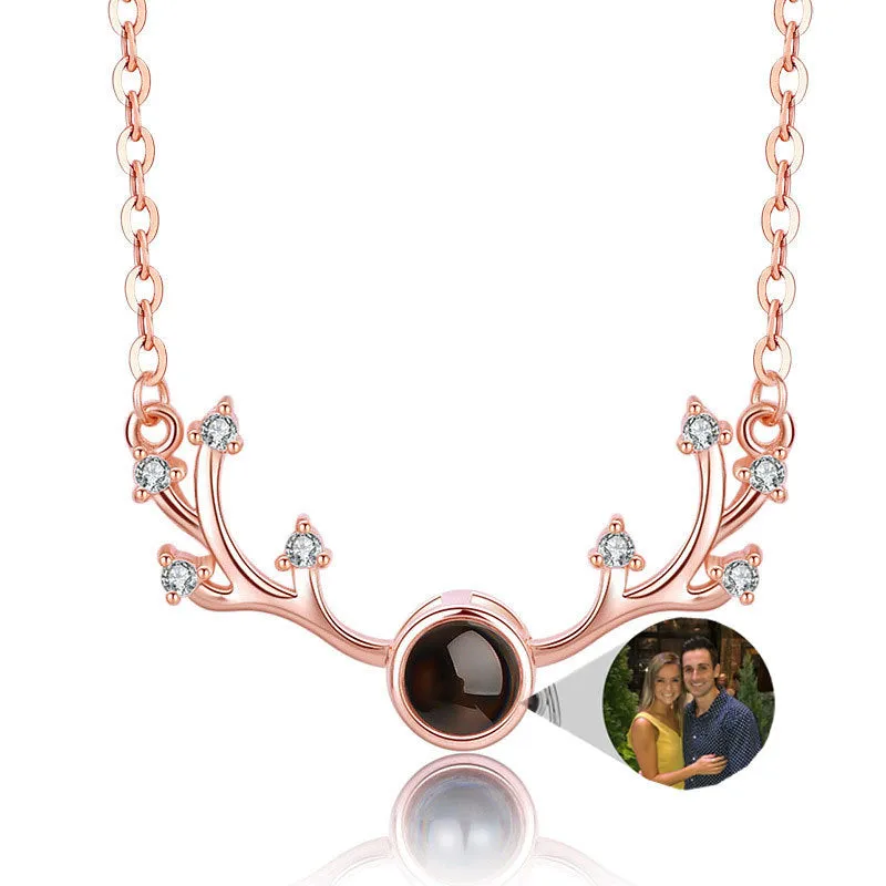 Custom projection letter crystal pendant necklace in rose gold with 925 silver chain and love gift box