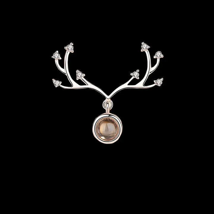 Custom projection letter crystal pendant necklace in rose gold with 925 silver chain and love gift box