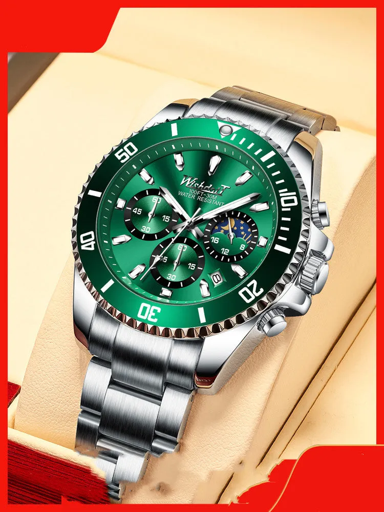 Green Water Monster Water Ghost men's 45mm automatic mechanical sports watch with stainless steel dial and alloy case