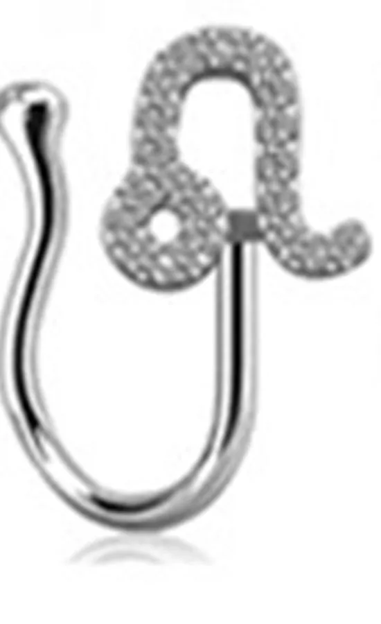 Copper constellation nose ring with geometric shape, available in Platinum or Gold finish, showing zodiac sign design