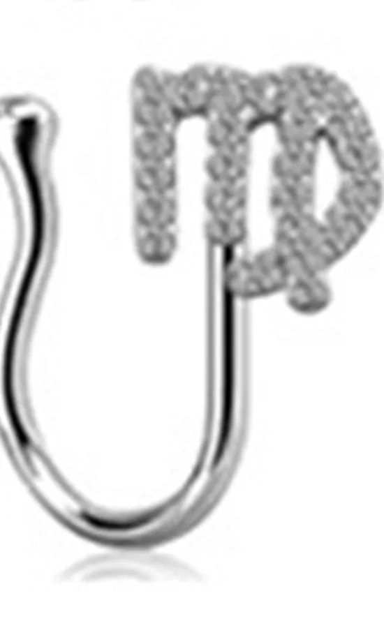 Copper constellation nose ring with geometric shape, available in Platinum or Gold finish, showing zodiac sign design