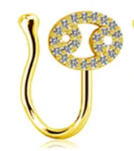Copper constellation nose ring with geometric shape, available in Platinum or Gold finish, showing zodiac sign design