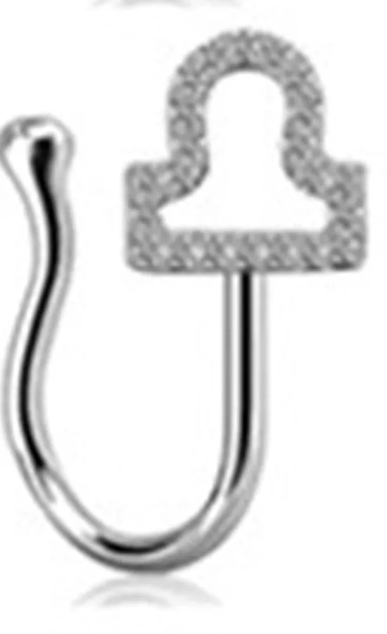 Copper constellation nose ring with geometric shape, available in Platinum or Gold finish, showing zodiac sign design