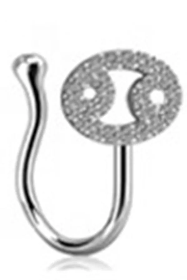 Copper constellation nose ring with geometric shape, available in Platinum or Gold finish, showing zodiac sign design