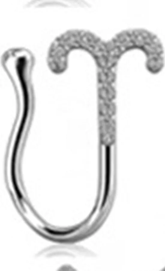 Copper constellation nose ring with geometric shape, available in Platinum or Gold finish, showing zodiac sign design
