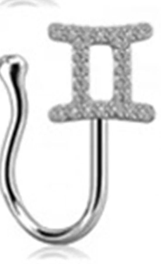 Copper constellation nose ring with geometric shape, available in Platinum or Gold finish, showing zodiac sign design