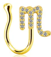 Copper constellation nose ring with geometric shape, available in Platinum or Gold finish, showing zodiac sign design