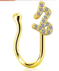 Copper constellation nose ring with geometric shape, available in Platinum or Gold finish, showing zodiac sign design