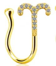 Copper constellation nose ring with geometric shape, available in Platinum or Gold finish, showing zodiac sign design