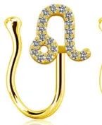 Copper constellation nose ring with geometric shape, available in Platinum or Gold finish, showing zodiac sign design
