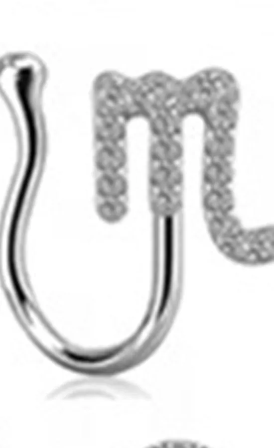 Copper constellation nose ring with geometric shape, available in Platinum or Gold finish, showing zodiac sign design