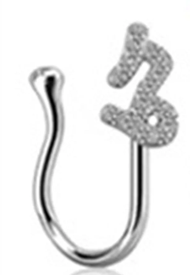 Copper constellation nose ring with geometric shape, available in Platinum or Gold finish, showing zodiac sign design