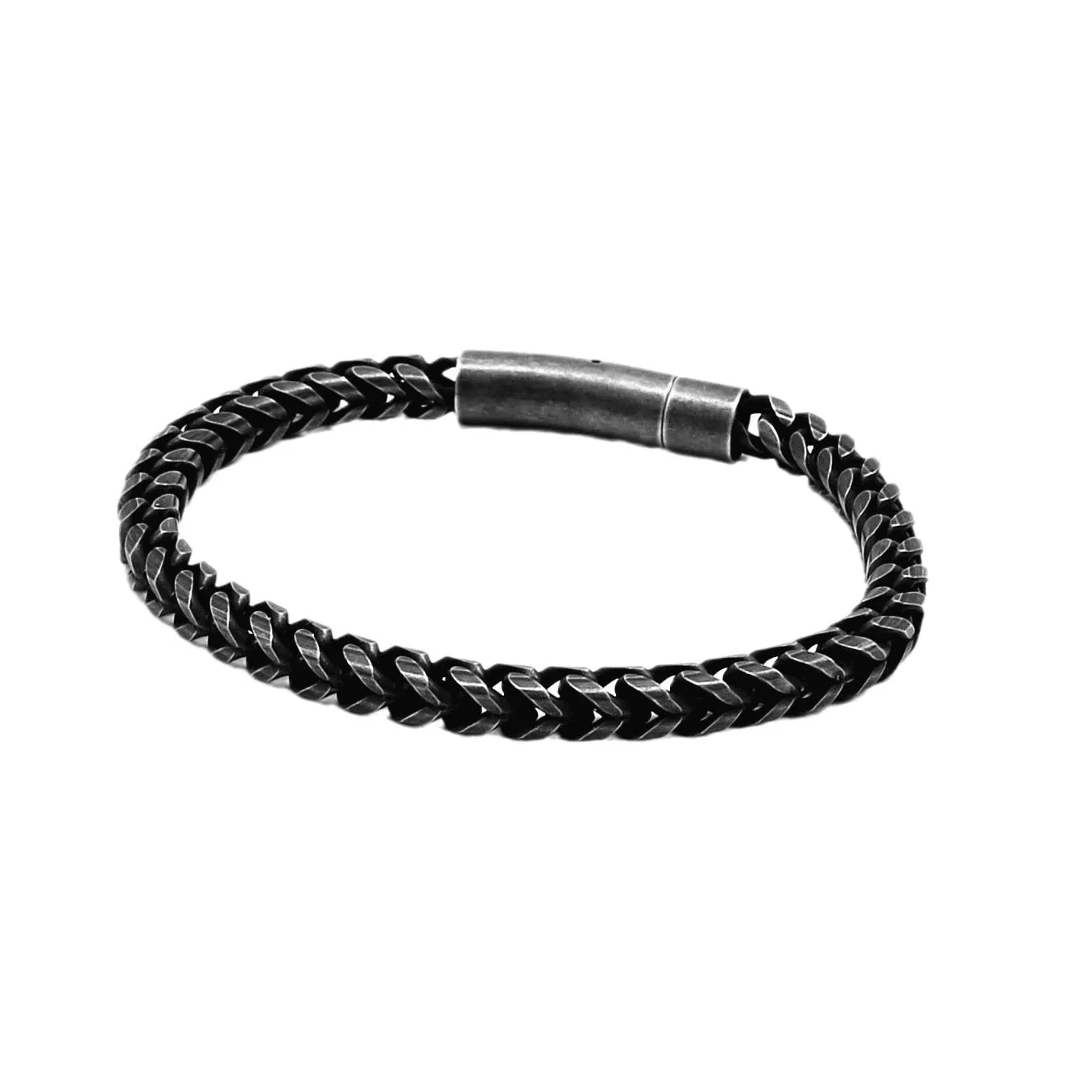 Men's titanium steel retro geometric bracelet with irregular shape, available in 19.5cm and 21.5cm lengths