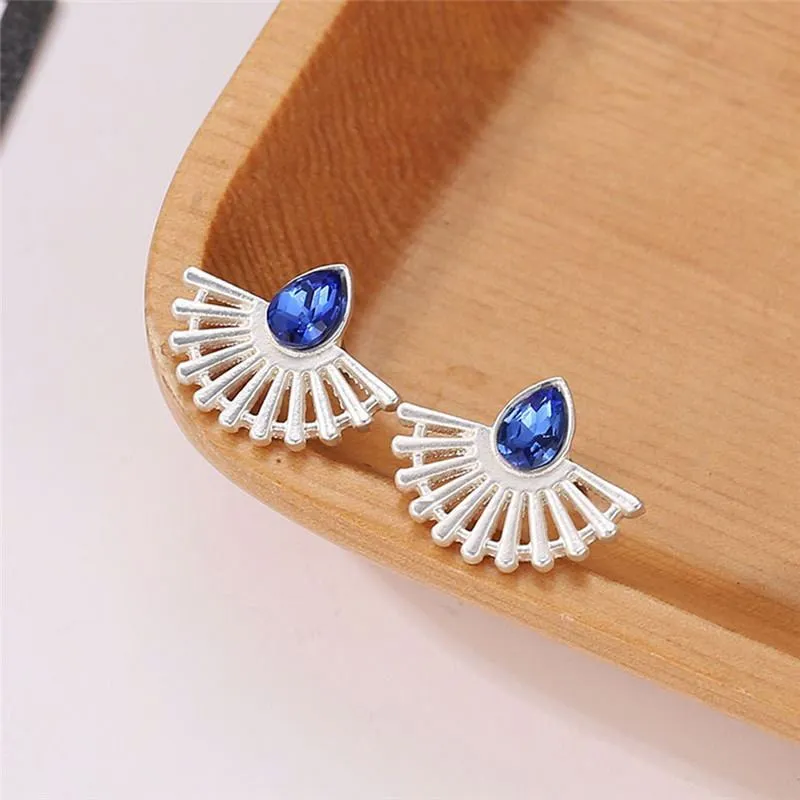 Bohemian vintage sector shaped stud earrings for women in gold or silver alloy