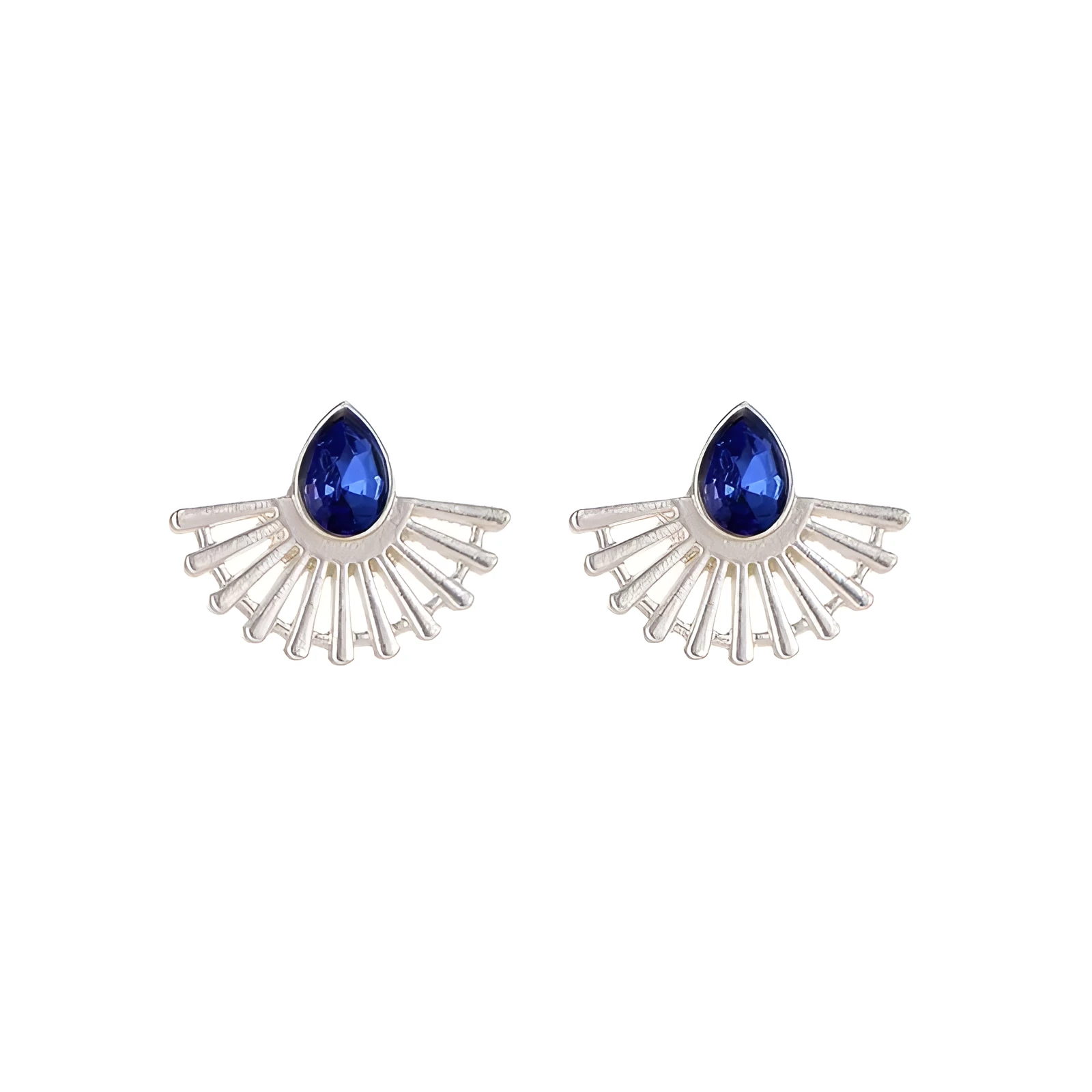 Bohemian vintage sector shaped stud earrings for women in gold or silver alloy