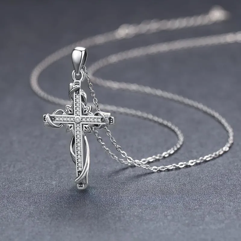 925 sterling silver cross pendant necklace for women, silver colour, 26mm by 17.5mm, 3g weight