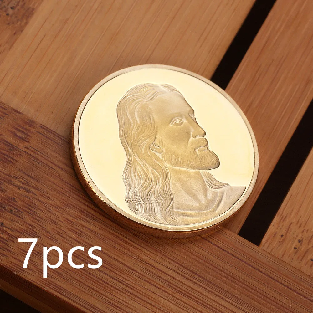 Jesus commemorative coin 40mm metal gold finish single plastic box packaging