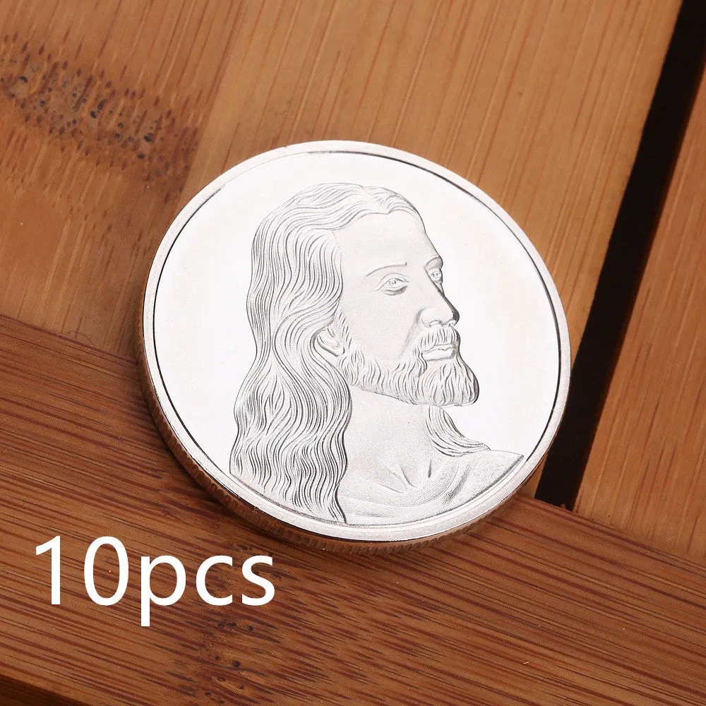 Jesus commemorative coin 40mm metal gold finish single plastic box packaging