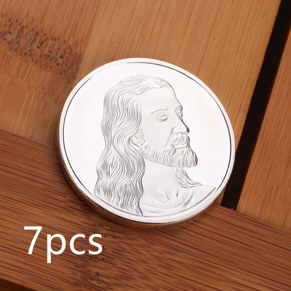 Jesus commemorative coin 40mm metal gold finish single plastic box packaging