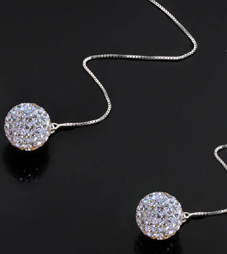 Silver geometric Korean style crystal earrings for women individually packed gift
