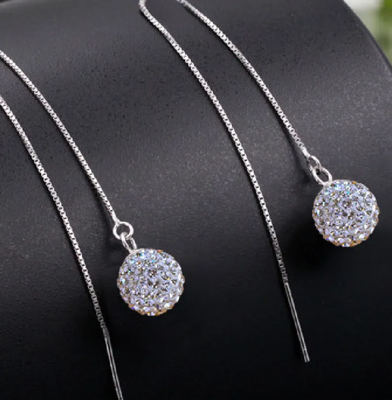 Silver geometric Korean style crystal earrings for women individually packed gift