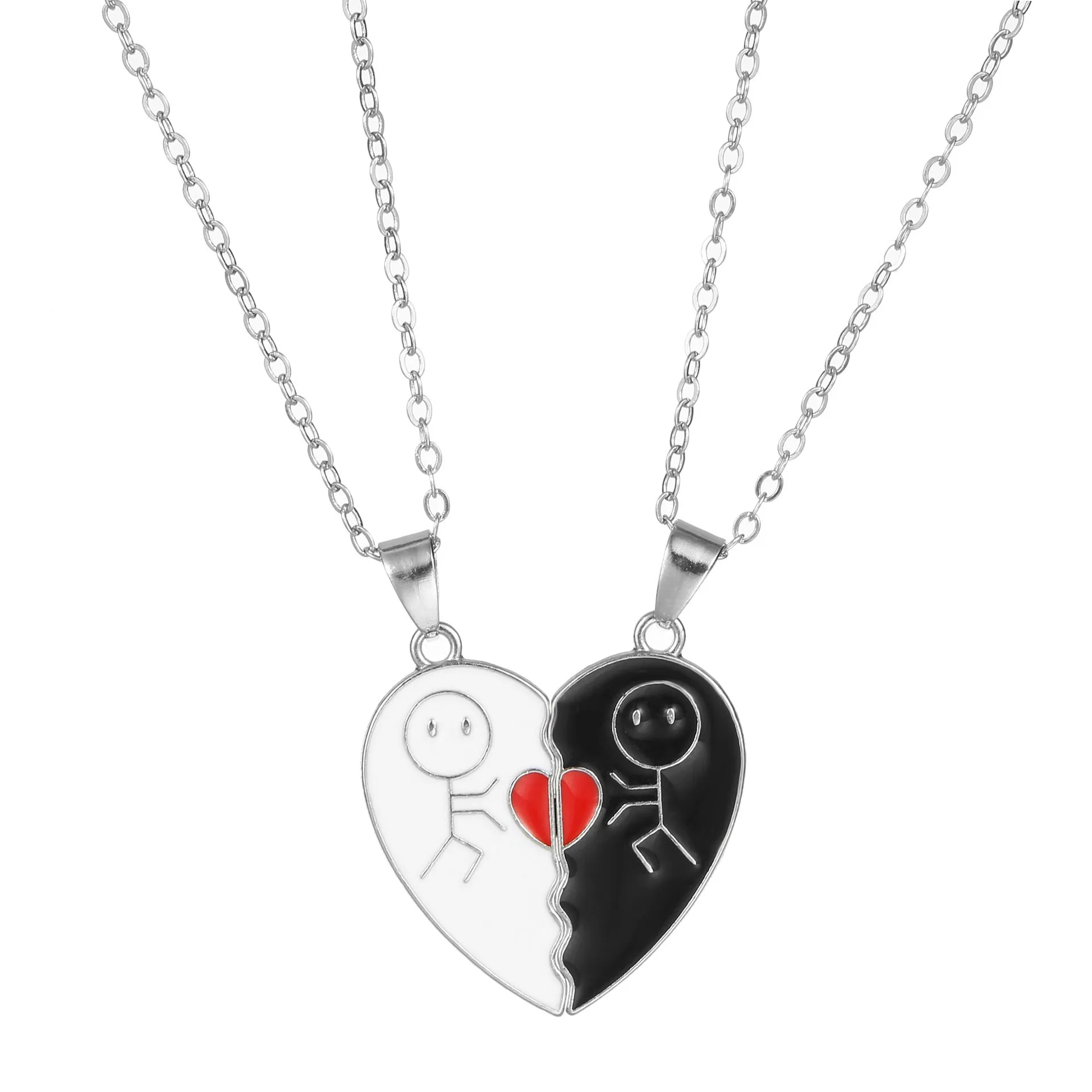Angel Wings Hug Necklace pendant showing magnetic heart and wing design on alloy chain