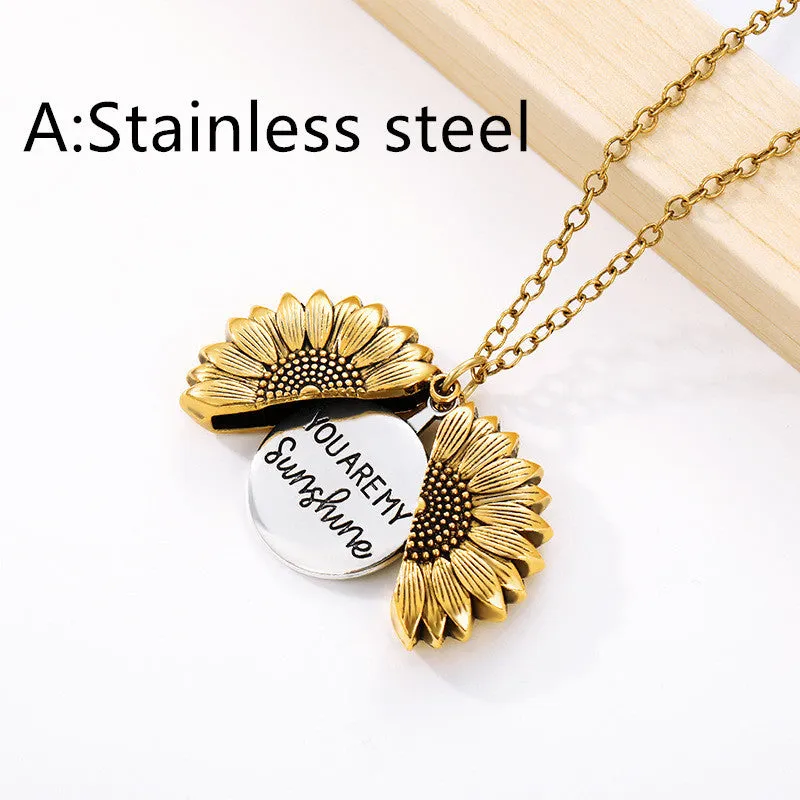 Flower Pendant Necklace Alloy Gold Silver Rose Gold Whip Chain Double Sided Clavicle Short Pendant 21-50cm Women's Fashion Layering Accessory Electroplated Natural Style