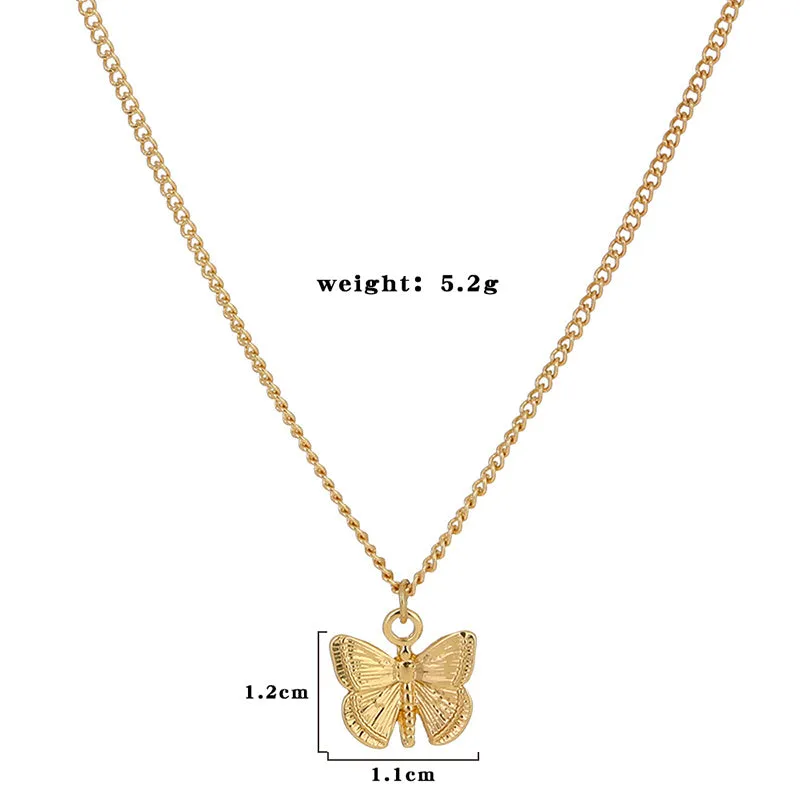 Gold-tone butterfly pendant necklace on a 45cm chain with zinc alloy and electroplate finish
