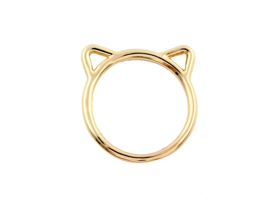 Alloy kitten ring with adjustable band in gold rose gold silver finishes