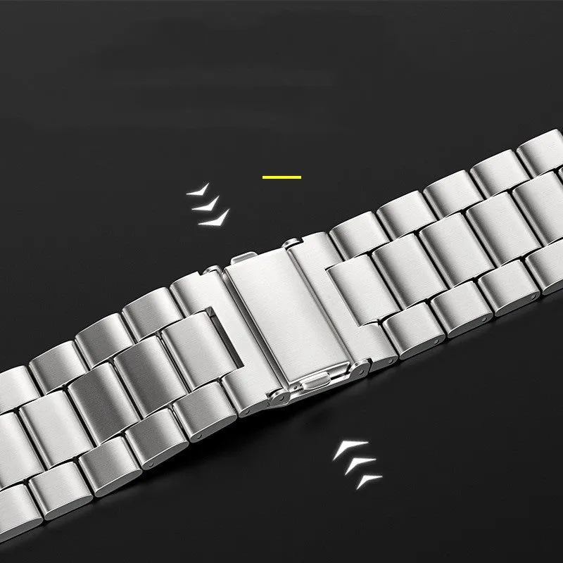 Three stainless steel metal watch bands for iWatch models 38/40/41mm and 42/44/45mm in five colours