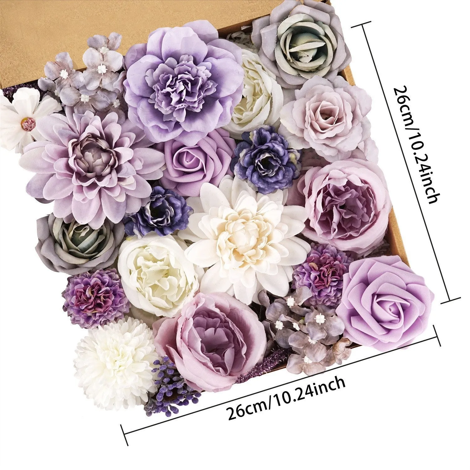 Lotus Pink Champagne rose silk flower box wedding gift bouquet in box