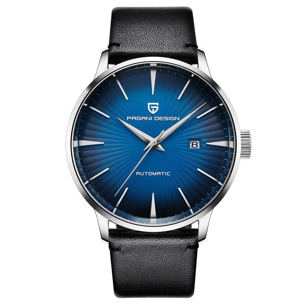 PAGANI DESIGN PD-2770 automatic mechanical watch for men with 43mm dial and black leather strap