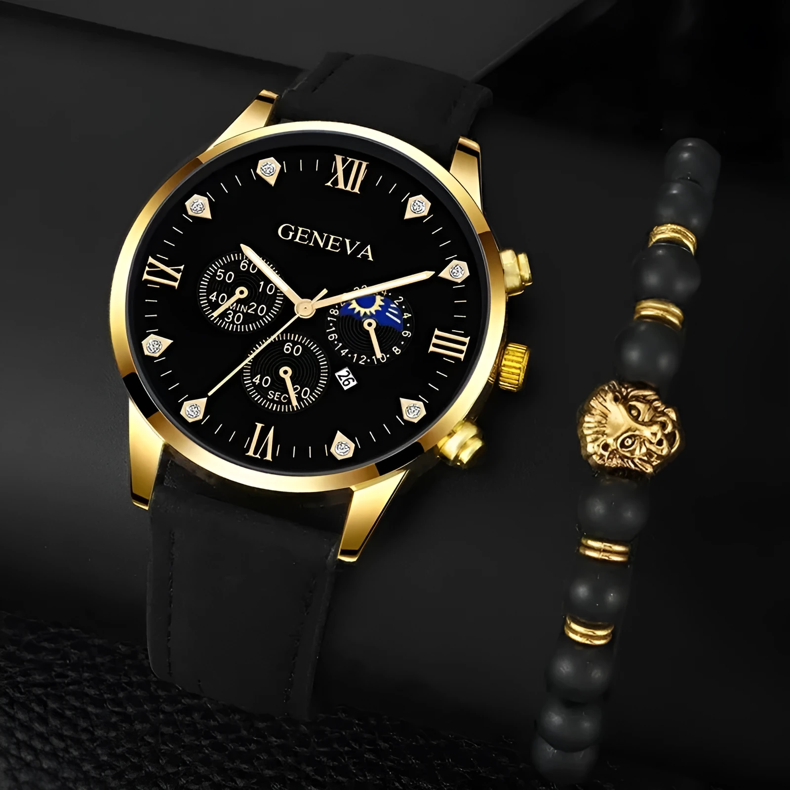 Fashion belt quartz watch with bracelet in Suit 9 colour on display