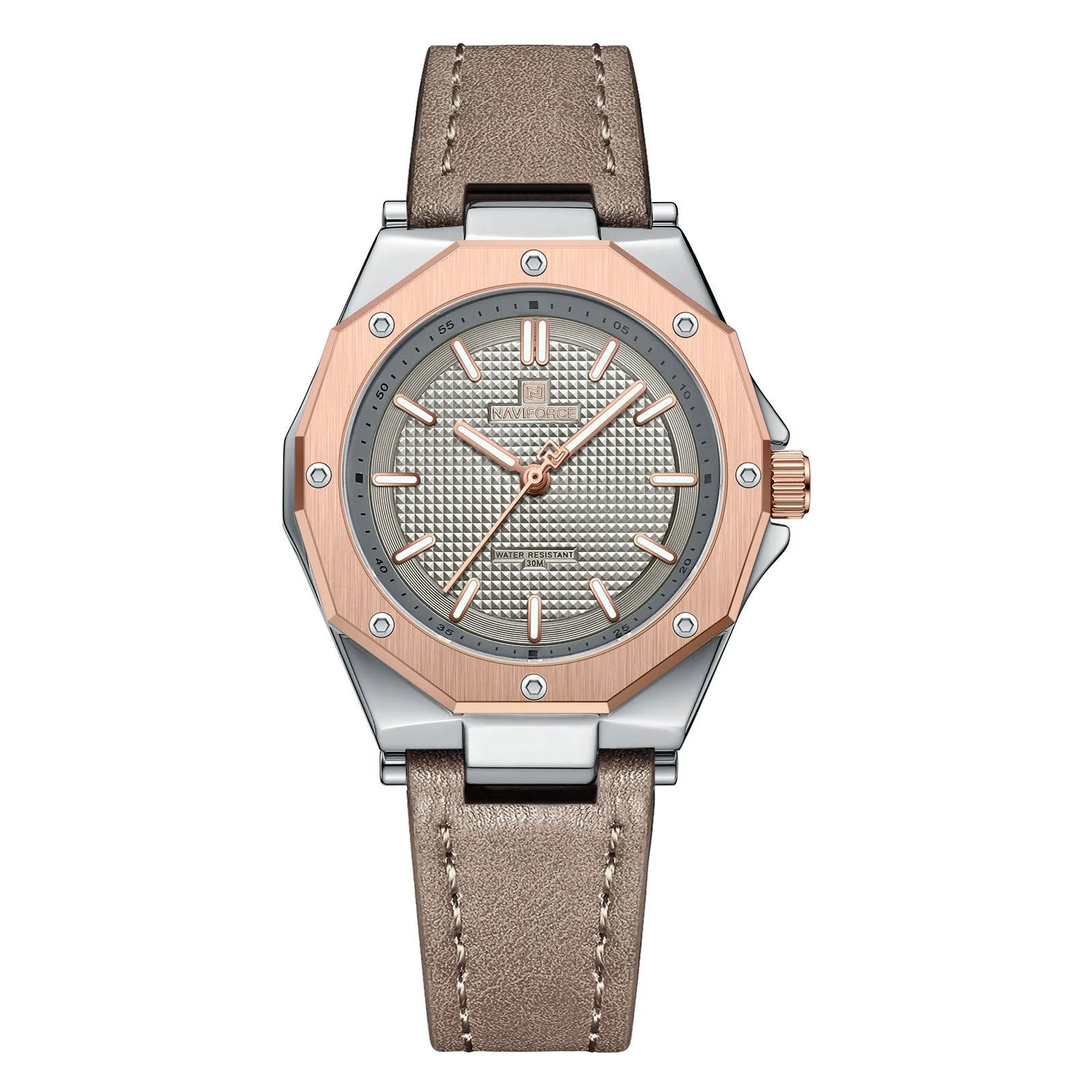 Women's luxury small fashion watch with 36mm dial, artificial leather band, and alloy case in colour green