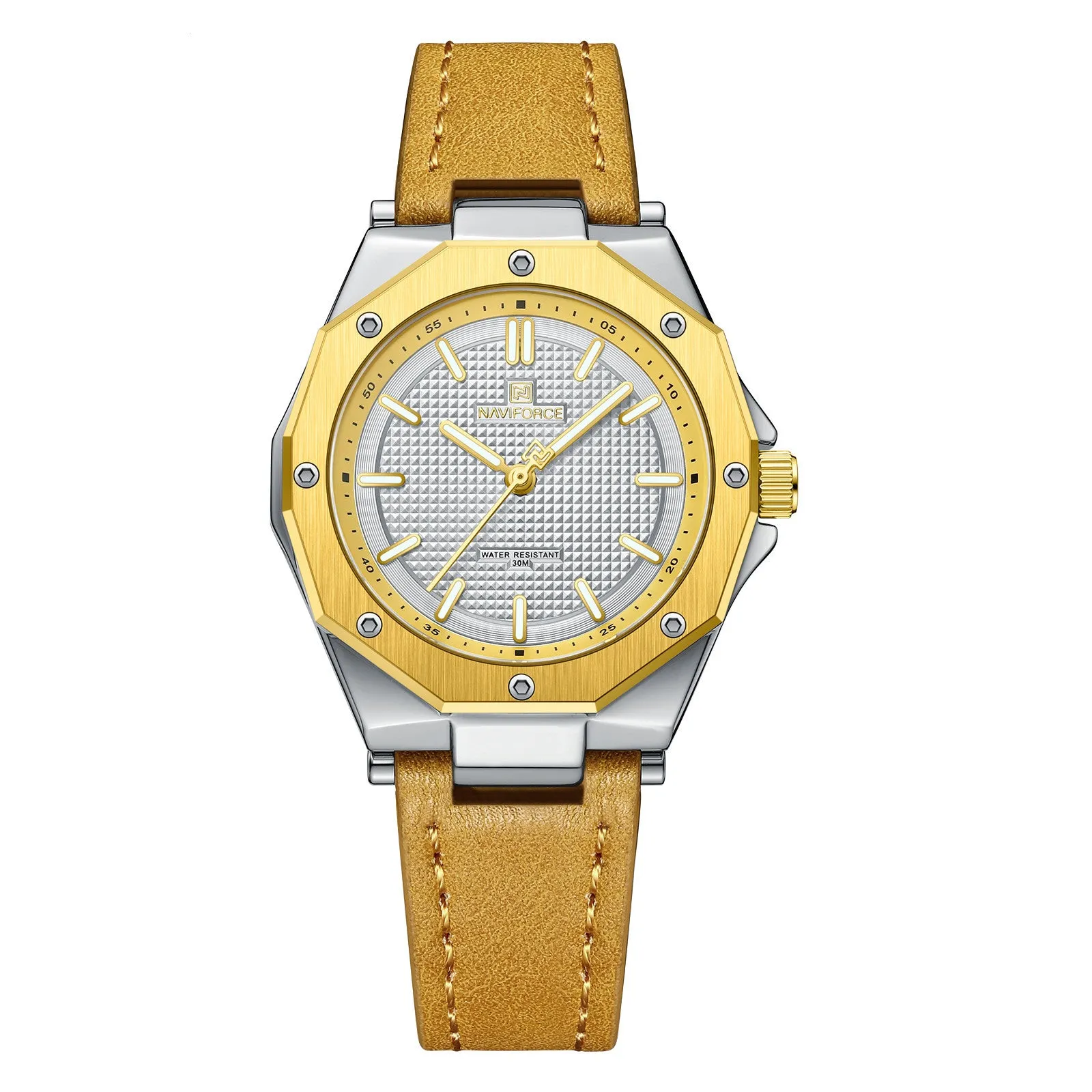 Women's luxury small fashion watch with 36mm dial, artificial leather band, and alloy case in colour green