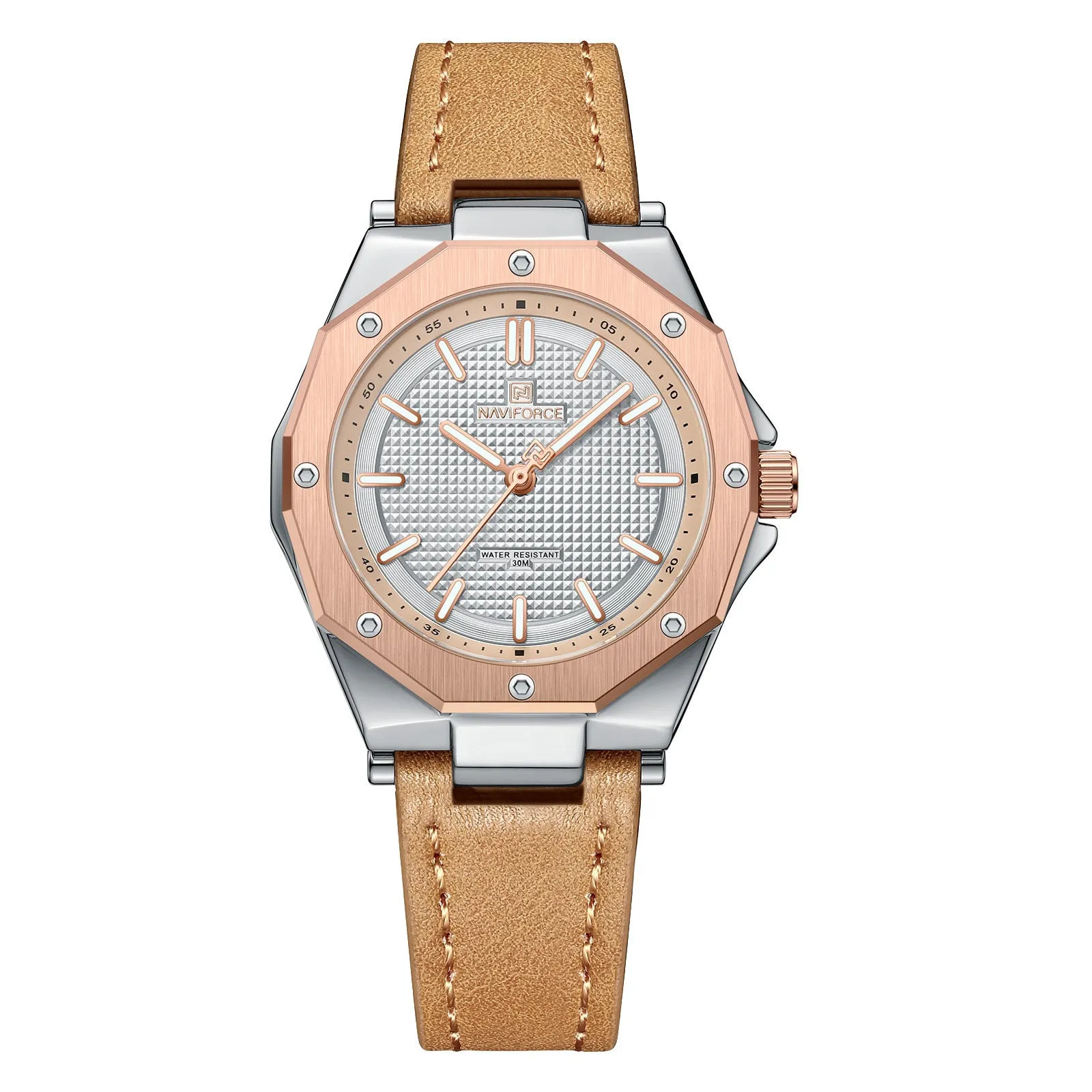 Women's luxury small fashion watch with 36mm dial, artificial leather band, and alloy case in colour green