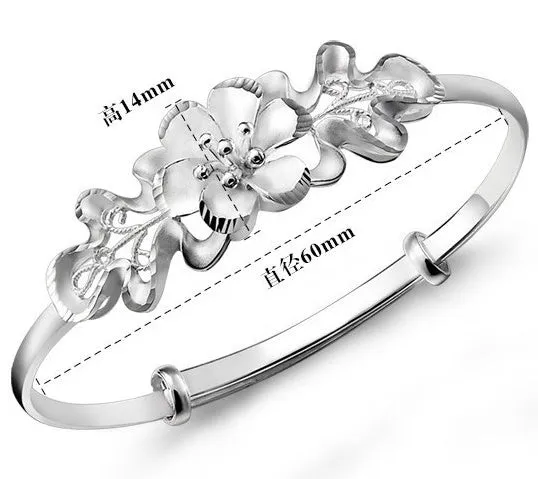 Sweet Bauhinia adjustable copper bracelet with floral bauhinia flower design for women