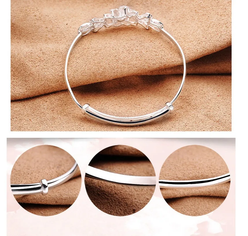 Sweet Bauhinia adjustable copper bracelet with floral bauhinia flower design for women