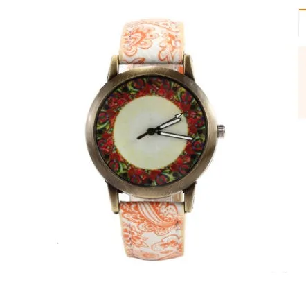 Creative fashion kaleidoscope quartz watch with alloy case, glass mirror, and PU strap