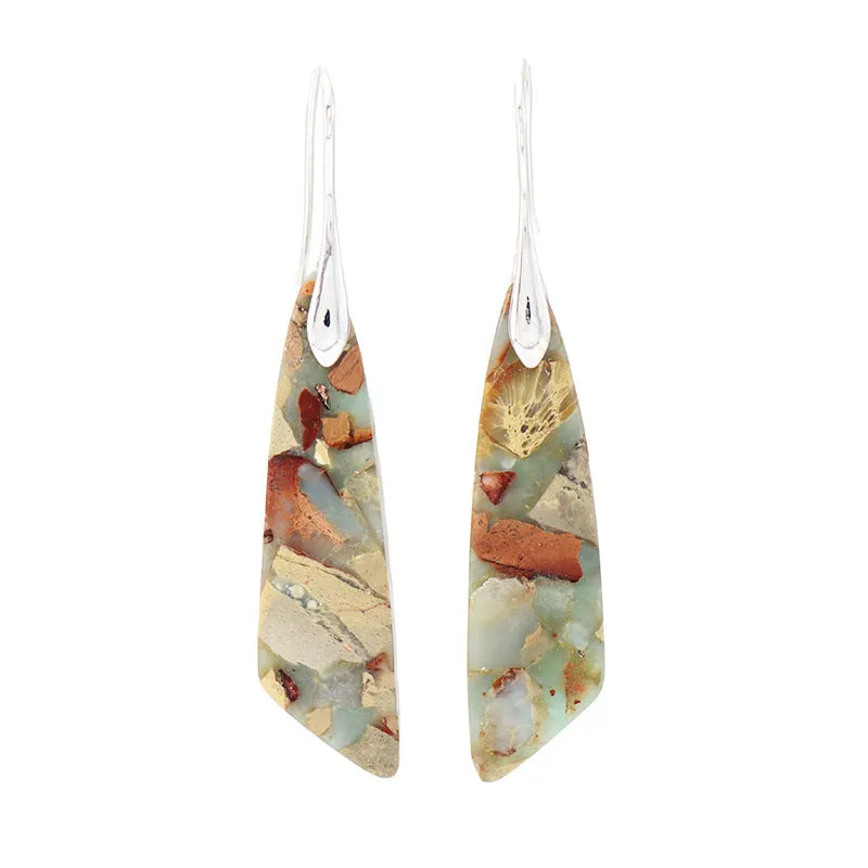 Bohemian emperor stone geometric pendant earrings with tassel and plaid details, shoushan gold colour option for women