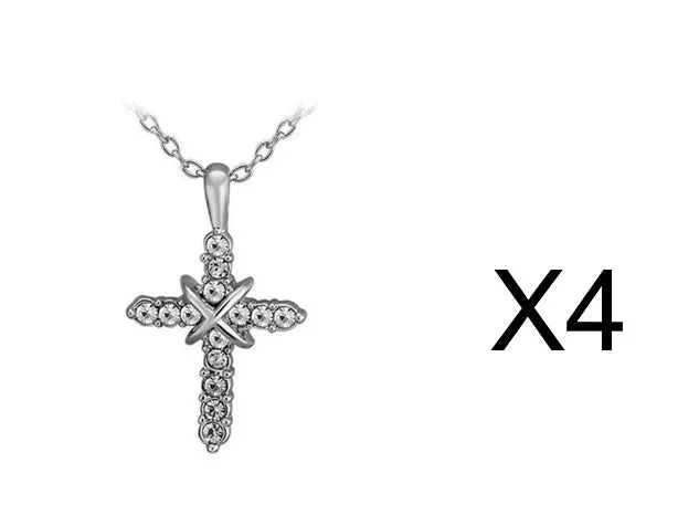 Studded Jesus cross pendant clavicle chain necklace in alloy with rose gold finish option