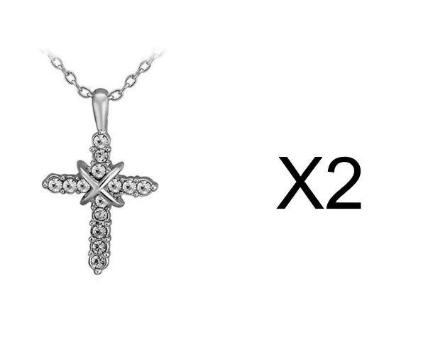 Studded Jesus cross pendant clavicle chain necklace in alloy with rose gold finish option