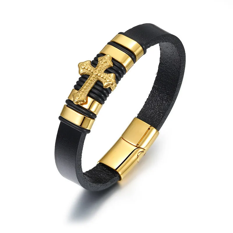 Titanium steel woven skeleton bracelet for men, scorpion design, 21cm length, gold colour
