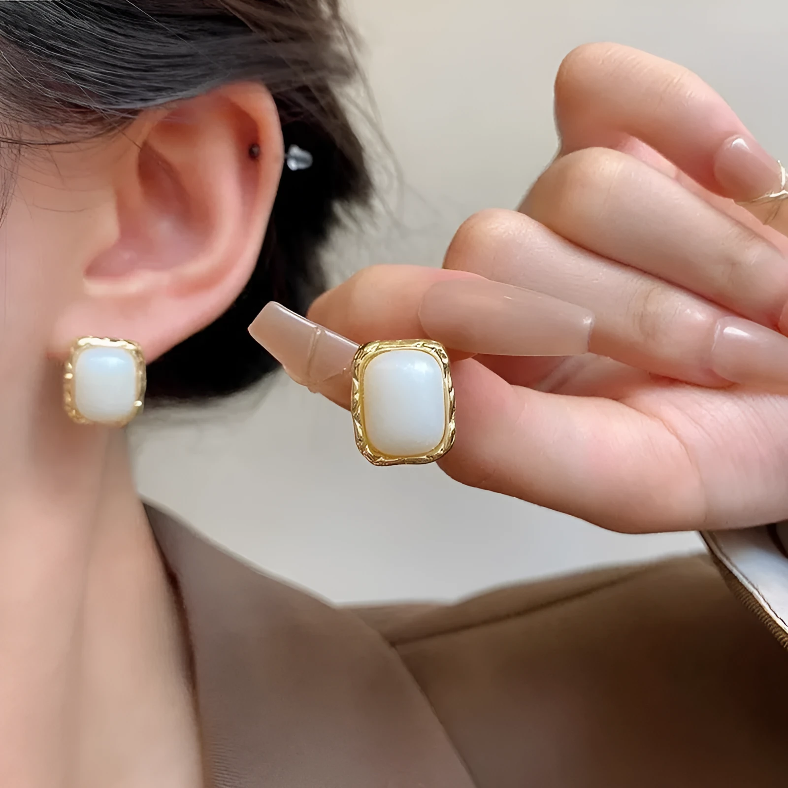 Hand-woven geometric circular earrings with Korean style design in X0439 colour