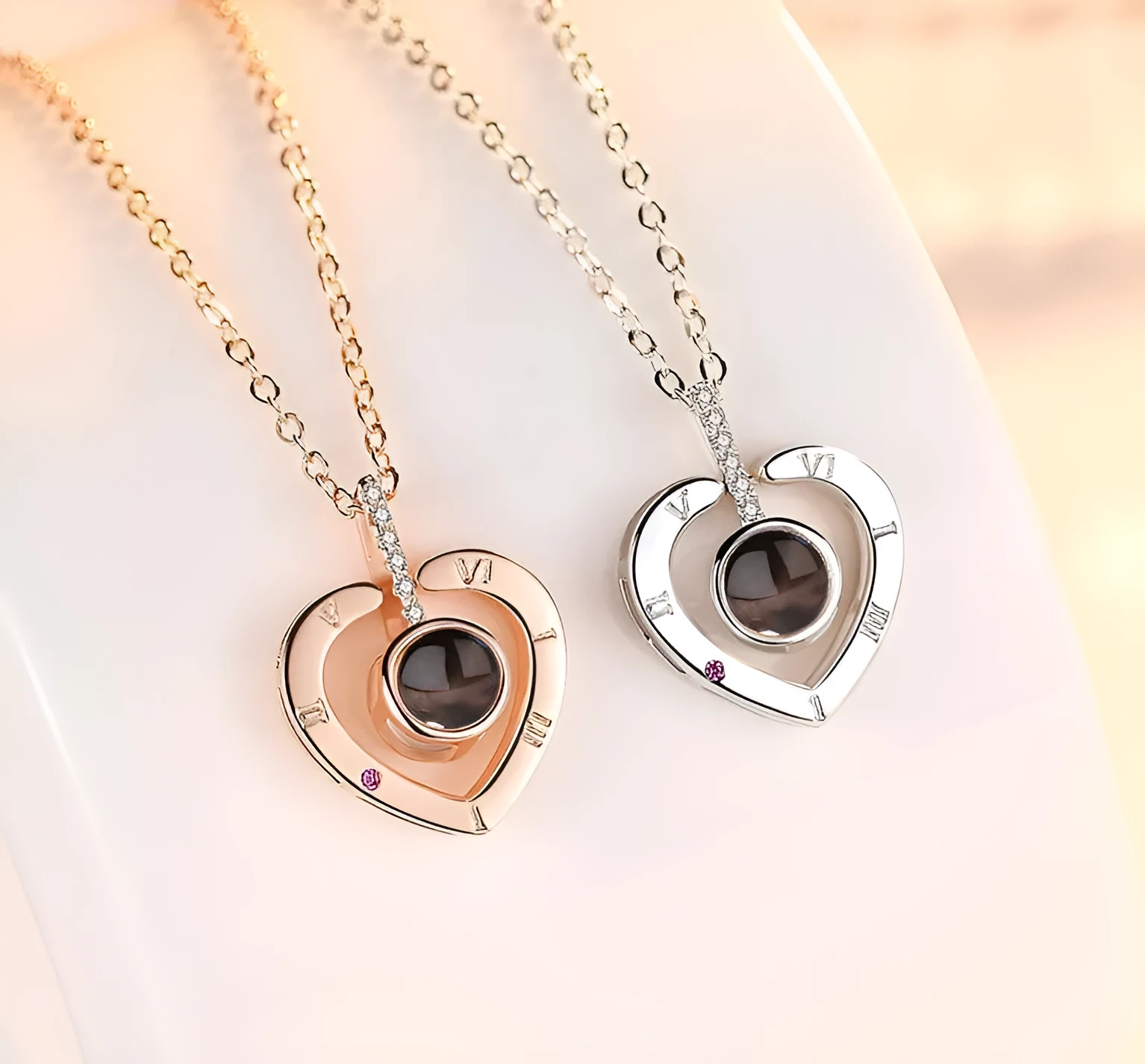 Subloom 925 sterling silver polished heart shape pendant necklace with one hundred language inscription