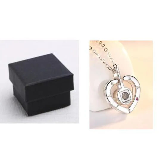 Subloom 925 sterling silver polished heart shape pendant necklace with one hundred language inscription