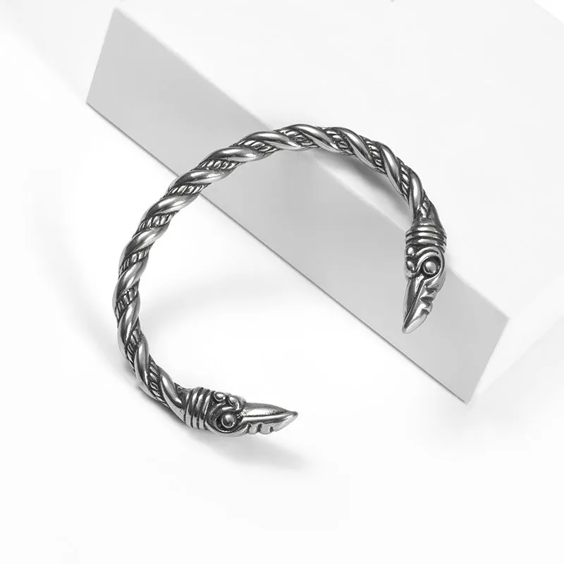 Men's titanium steel Viking bracelet in minimalist style, electroplate finish